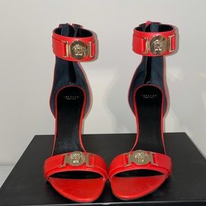 VERSACE HEELED SANDALS -RED
